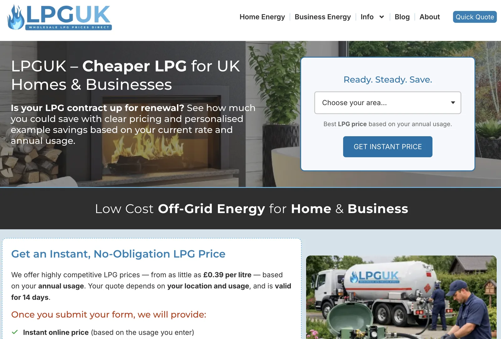 LPGUK Multi-Location Pricing Website screenshot