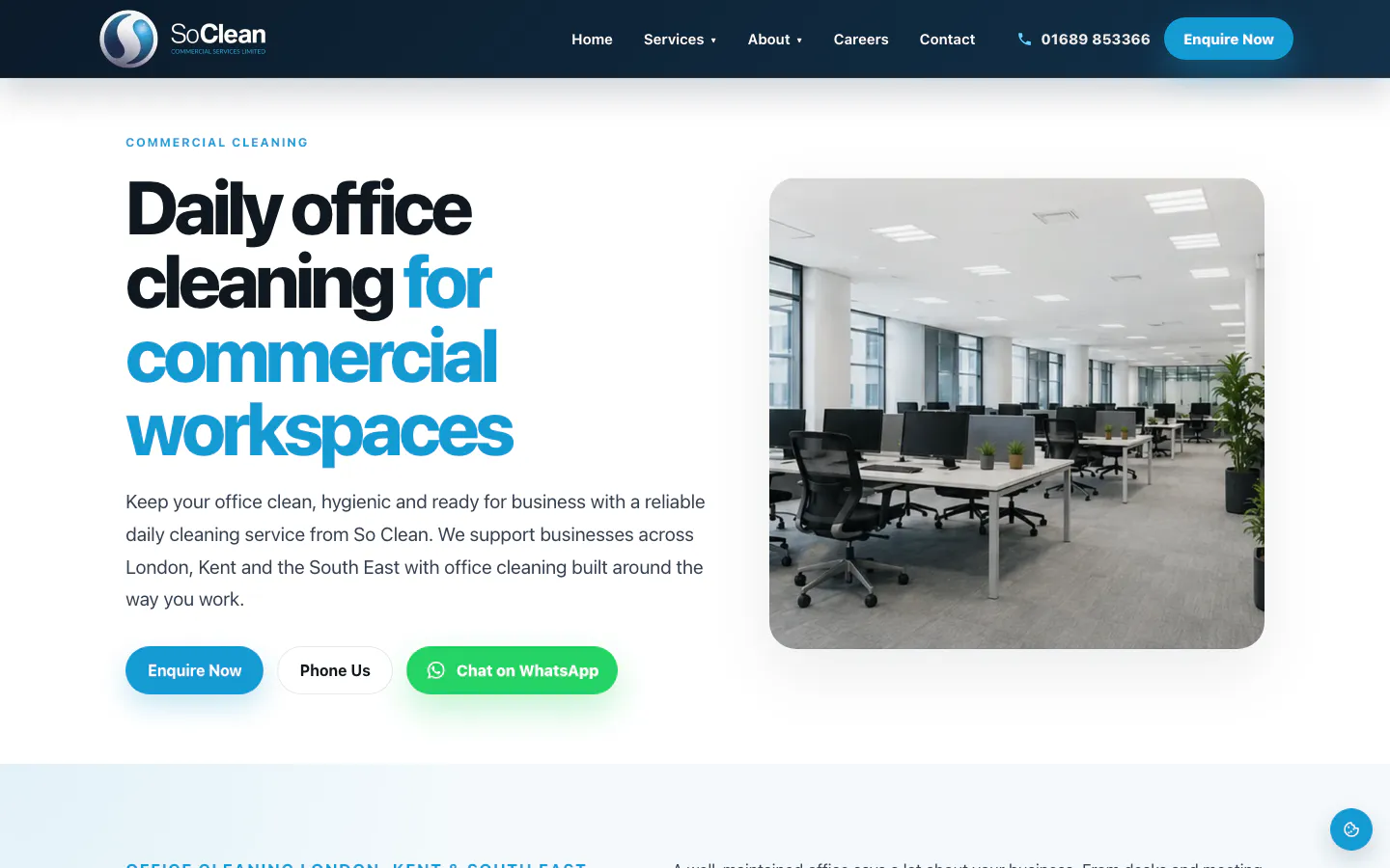 SoClean daily office cleaning service page