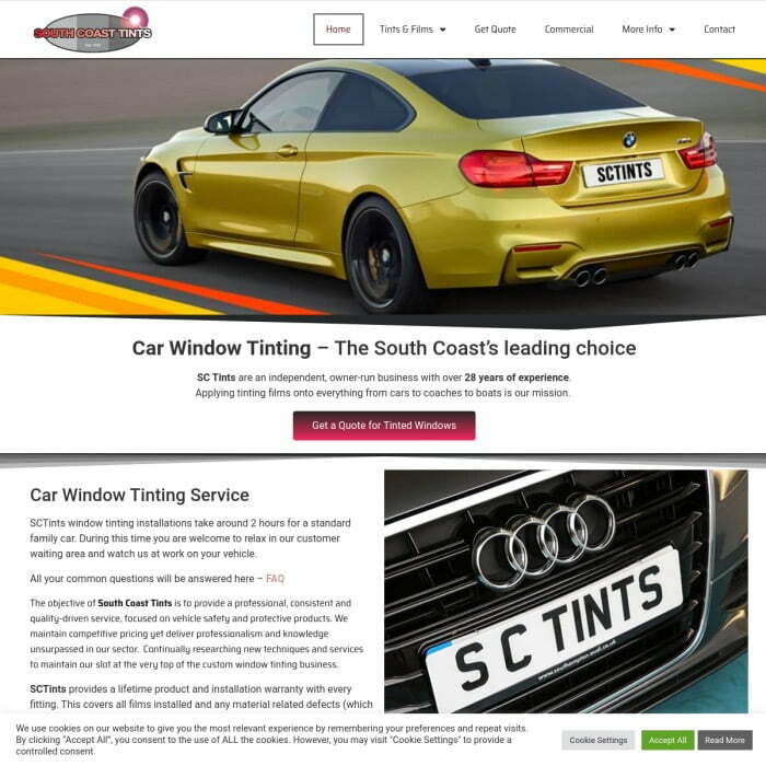 WordPress Website for Car Window Tinting Firm